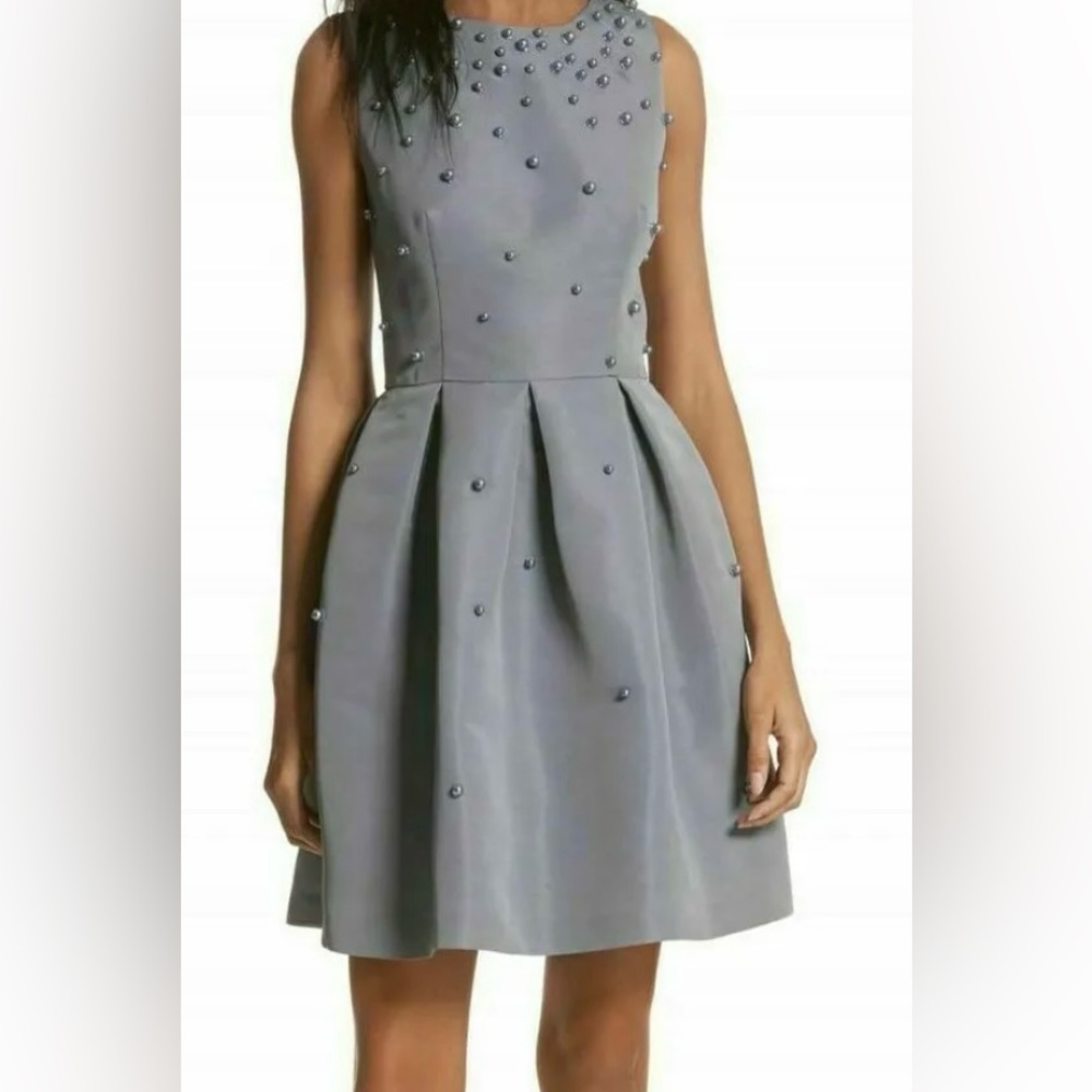 Ted Baker Milliea Pearl Beaded Embellished Pleated Skater Dress size 3